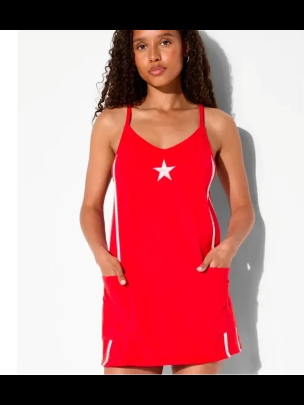 Red Star-Accent Sleeveless Dress